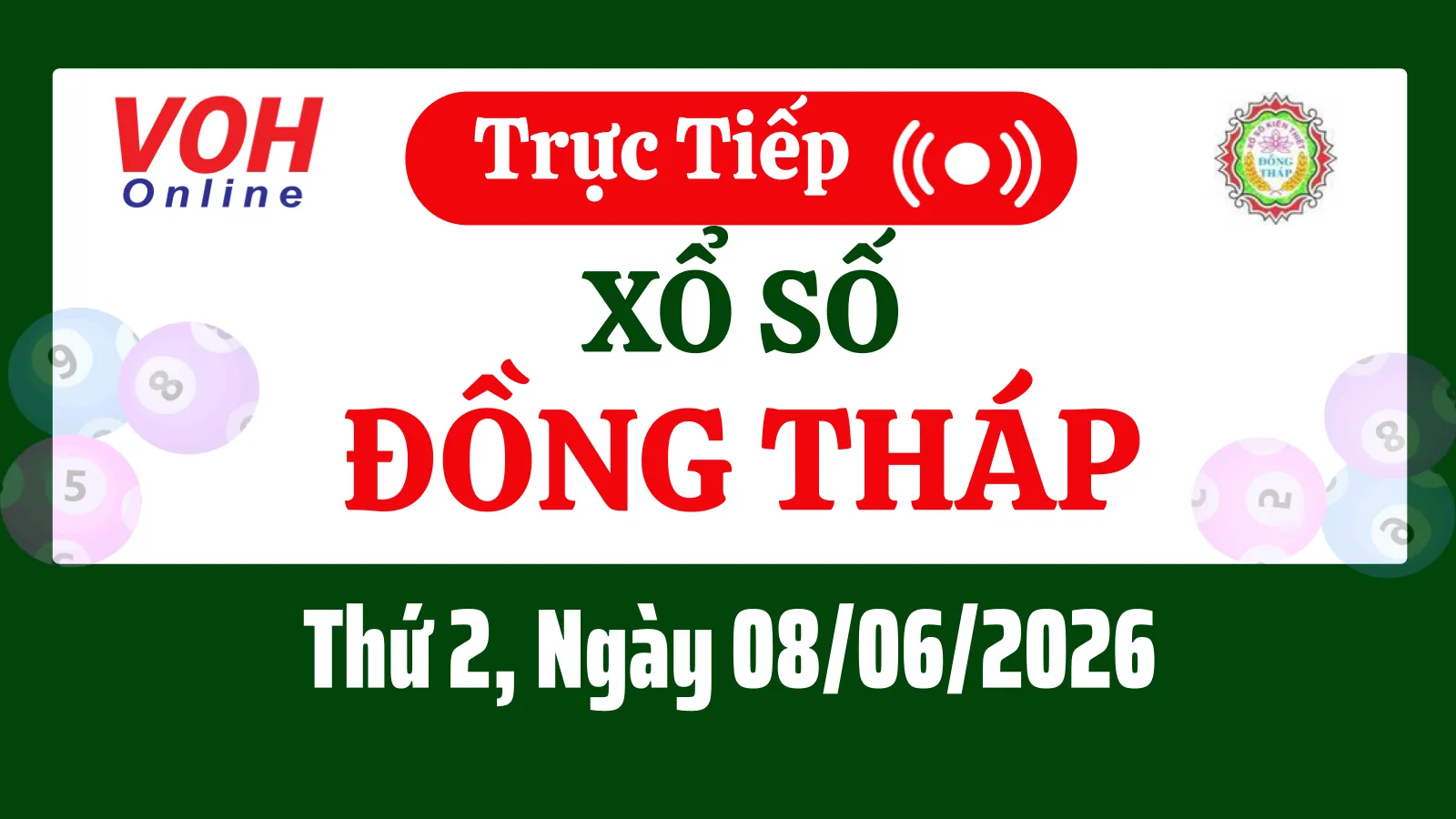 XSDT 8/6 - Kết quả xổ số Đồng Tháp hôm nay thứ 2 ngày 8/6/2026
