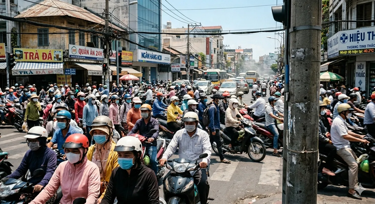 kẹt xe - nắng nóng- khói bụi
