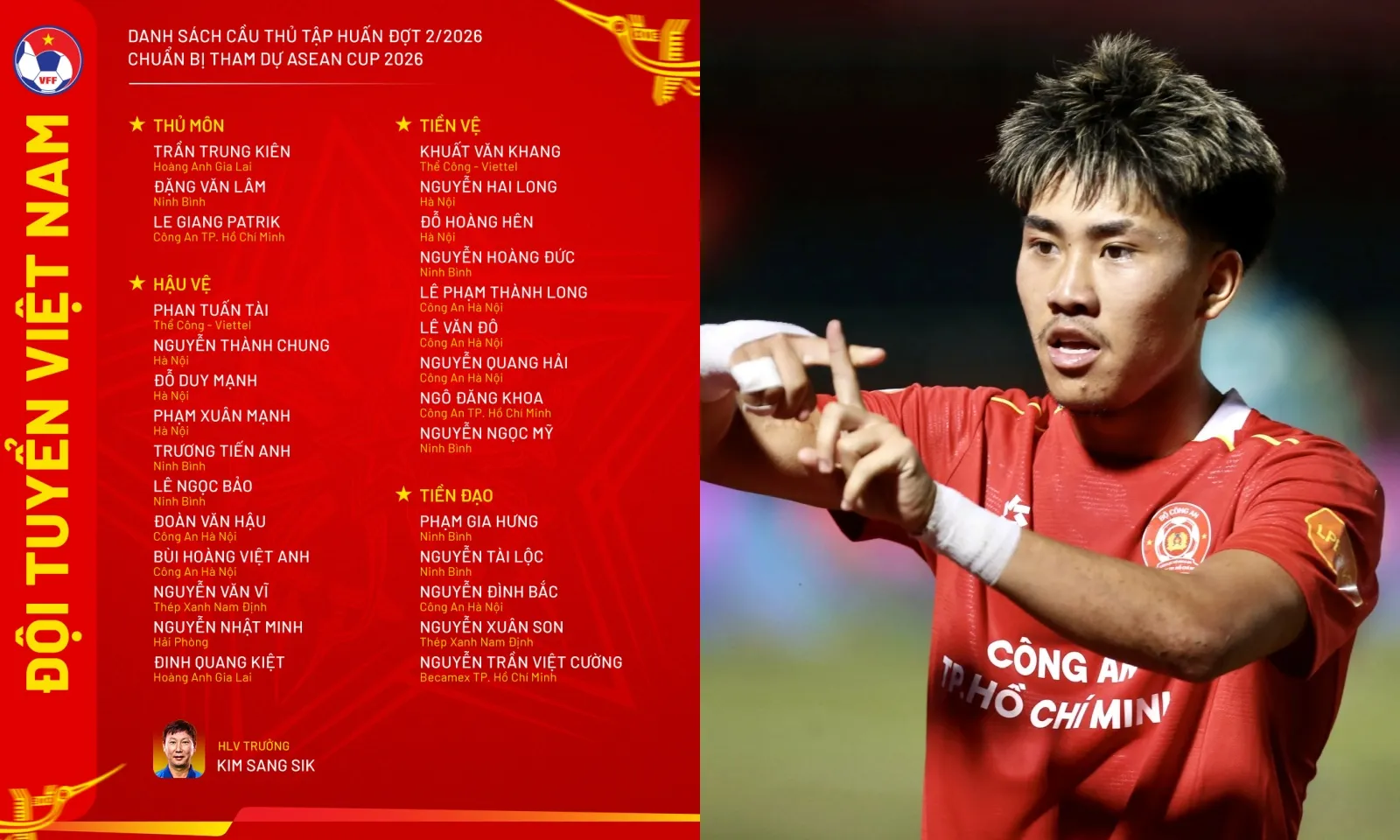 CHÍNH THỨC! Danh sách tuyển Việt Nam dự ASEAN Cup 2026: 3 tân binh nhập tịch | Không Tiến Linh