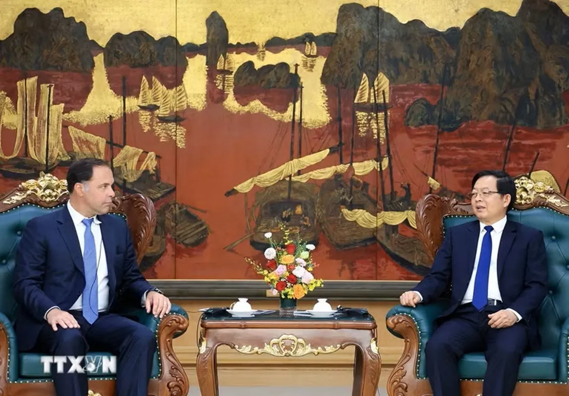 Phó Thủ tướng Hồ Quốc Dũng tiếp ông Jeff Place, Giám đốc chuỗi cung ứng của Tập đoàn Công nghệ và Bán dẫn Coherent Hoa Kỳ - Ảnh Tuấn Anh-TTXVN