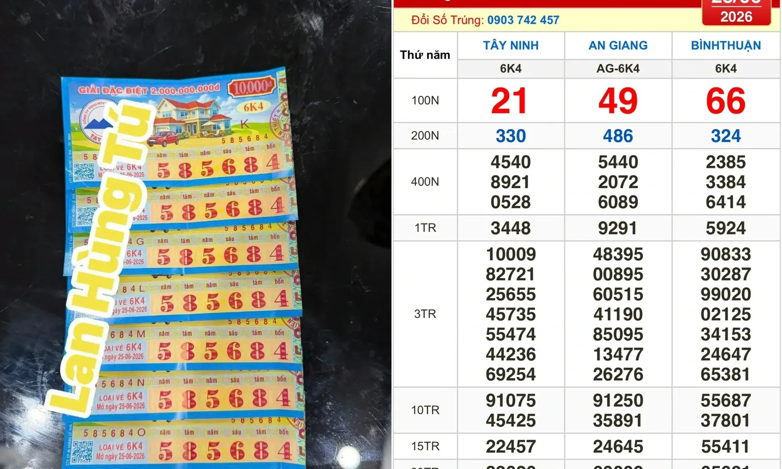 Người phụ nữ ở Tây Ninh vừa trúng 8 tờ vé số độc đắc.