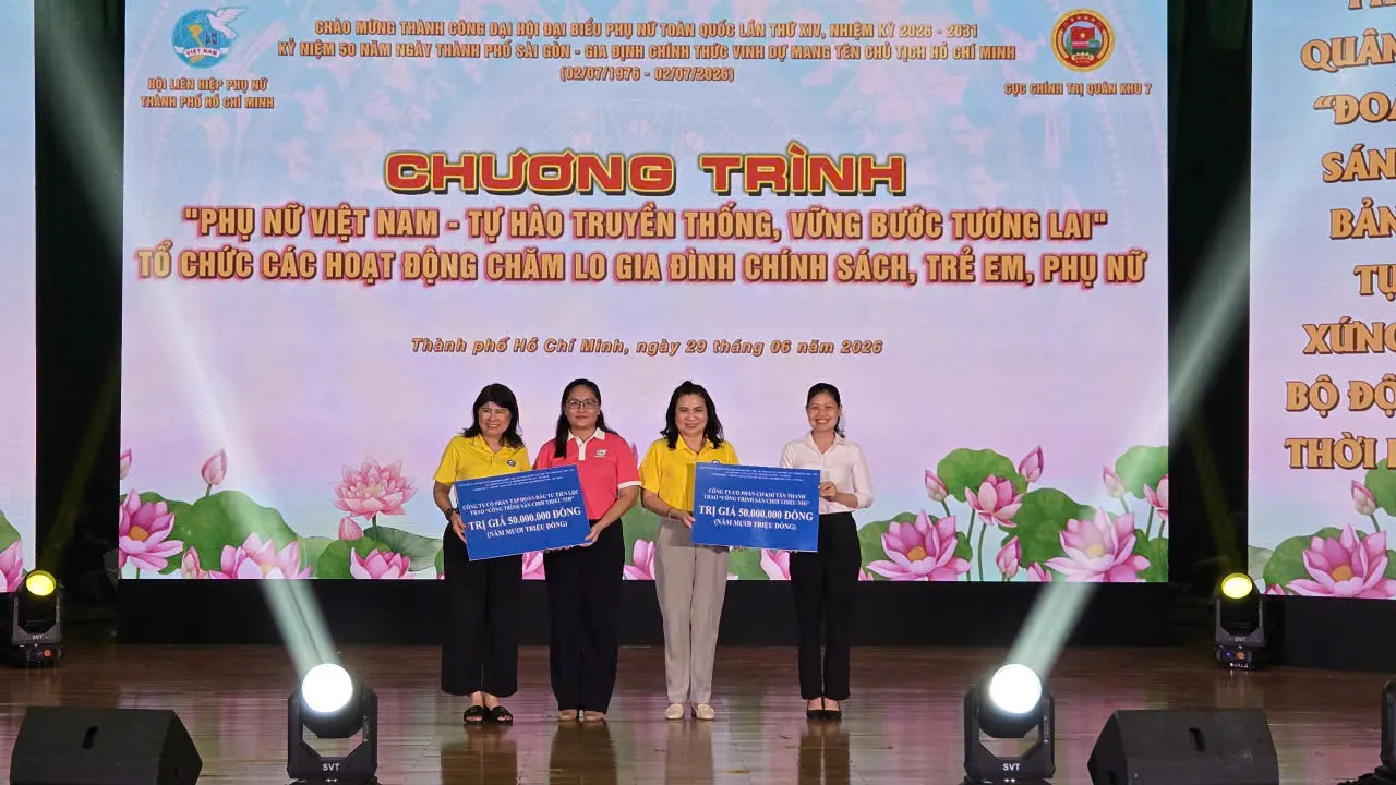 Công ty Cổ phần tập đoàn Tiến Lộc và Công ty Cổ phần Cơ Khí Tân Thanh trao tặng công trình “Sân chơi thiếu nhi kết hợp tập luyện thể dục” tại xã Cần Giờ