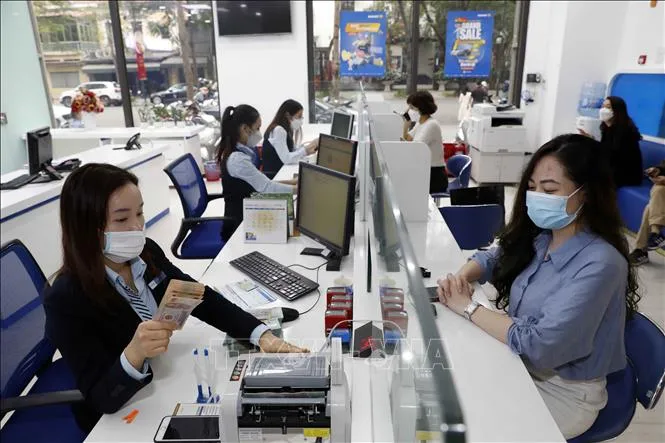 Khách hàng giao dịch tại BAOVIET Bank Hoàn Kiếm, chi nhánh Hà Nội. Ảnh minh họa: Trần Việt/TTXVN