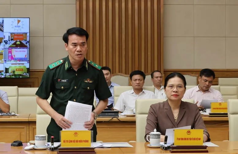 Trung tướng Vũ Trung Kiên - Tư lệnh Bộ đội Biên phòng Việt Nam phát biểu tại hội nghị