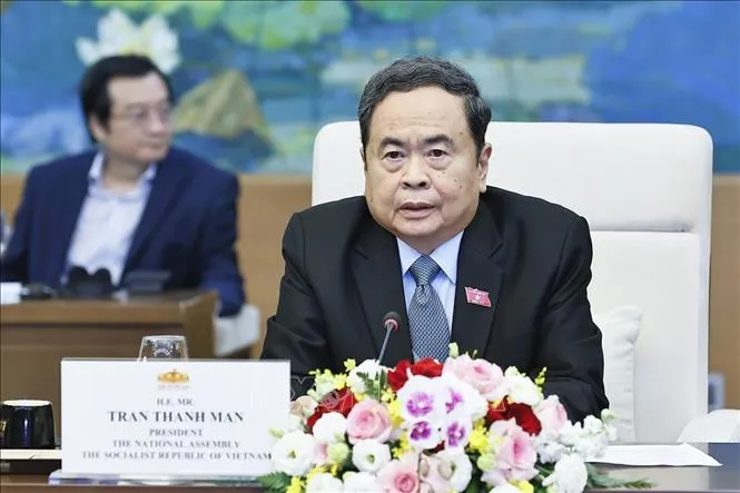 Chủ tịch Quốc hội Trần Thanh Mẫn phát biểu. Ảnh: Doãn Tấn/TTXVN