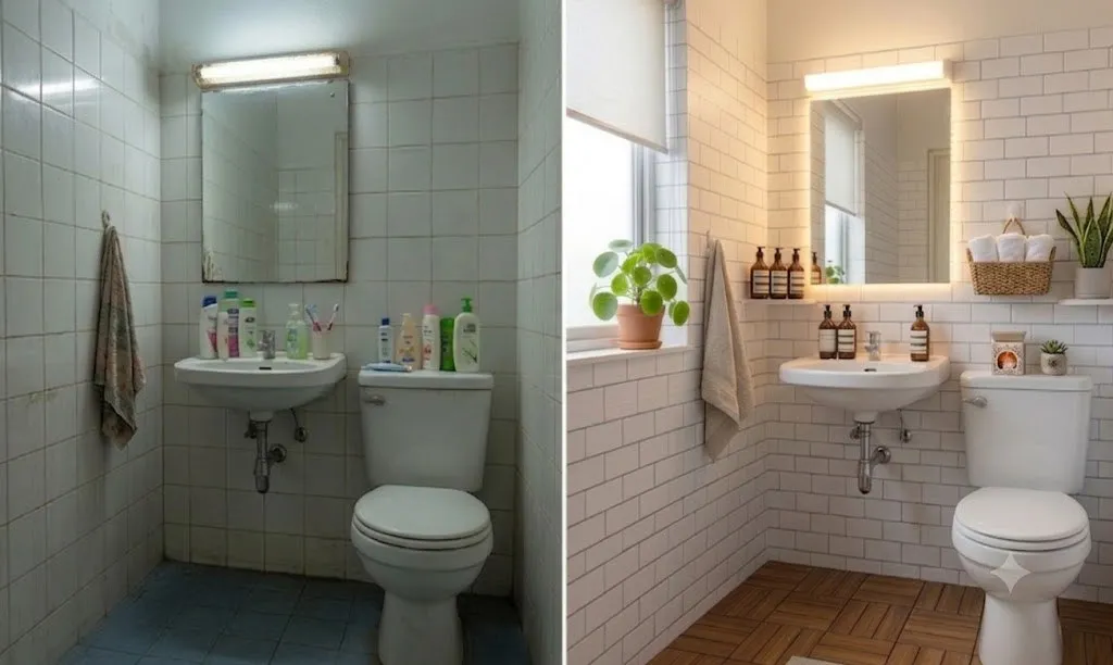 Cải tạo phòng tắm nhà thuê với 9 mẹo decor không cần khoan đục