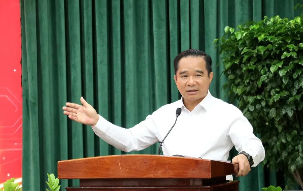 Chủ tịch UBND TP. Hồ Chí Minh Nguyễn Văn Được phát biểu khai mạc (Ảnh: NGÔ BÌNH)