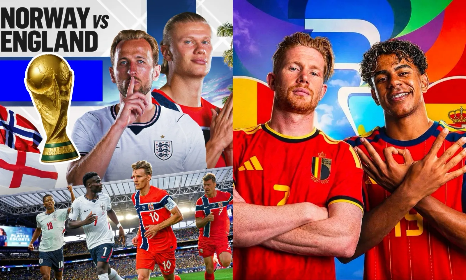 Lịch thi đấu Tứ kết World Cup 2026: Na Uy vs Anh | Tây Ban Nha vs Bỉ