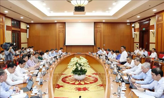 Phiên họp triển khai nhiệm vụ 6 tháng cuối năm 2026 về chuyển đổi số trong các cơ quan Đảng. Ảnh: Phương Hoa/TTXVN