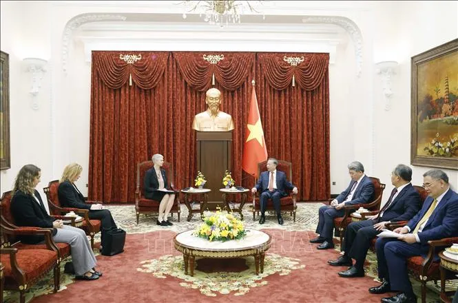 Tổng Bí thư, Chủ tịch nước Tô Lâm tiếp Đại sứ Vương quốc Na Uy Hilde Solbakken. Ảnh: Thống Nhất/TTXVN
