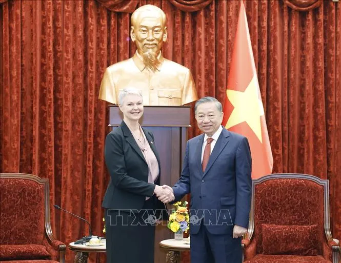 Tổng Bí thư, Chủ tịch nước Tô Lâm tiếp Đại sứ Vương quốc Na Uy Hilde Solbakken. Ảnh: Thống Nhất/TTXVN