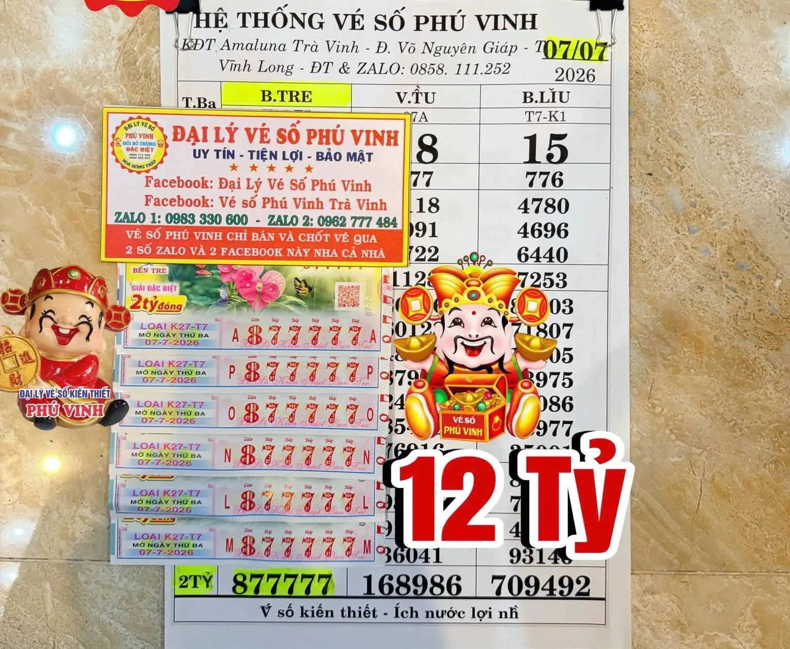 Những tờ có dãy số 877777 thuộc xổ số miền Nam ngày 7 tháng 7 trúng độc đắc
