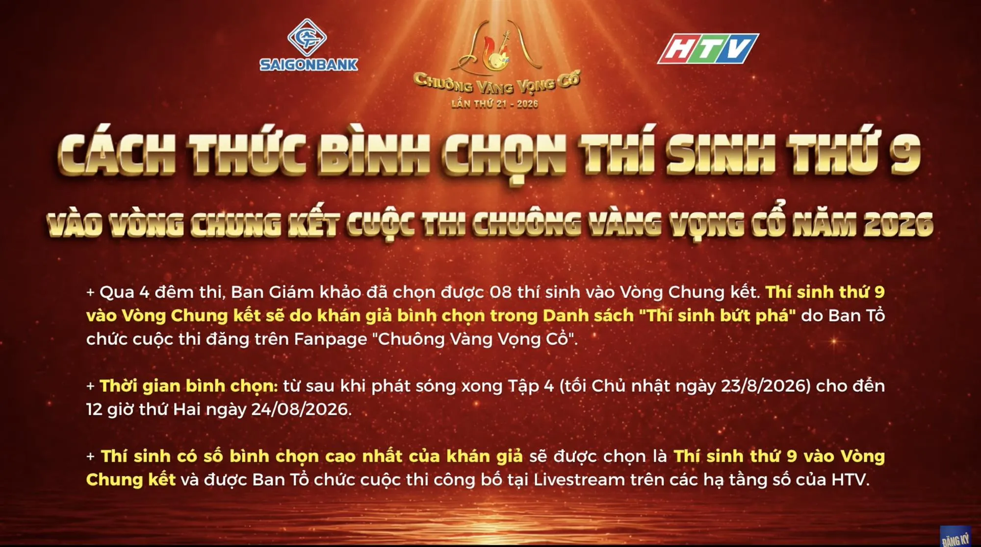 Cách thức chấm thi vòng Tuyển chọn Chuông vàng vọng cổ 2026