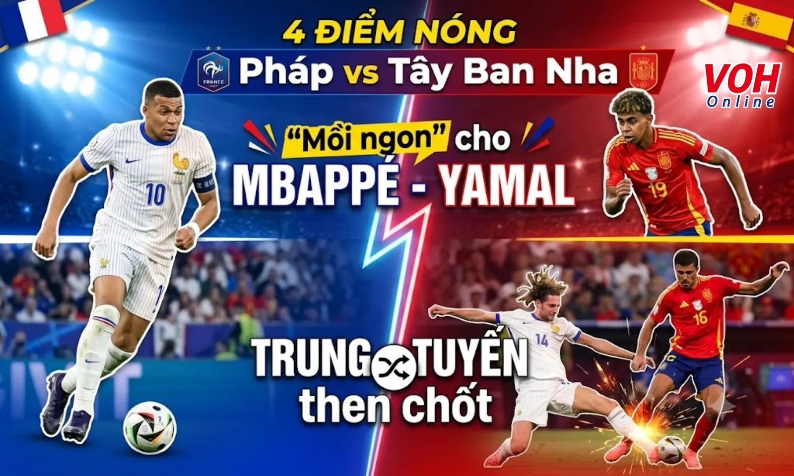 4 điểm nóng Pháp vs Tây Ban Nha: Mồi ngon cho Mbappe - Yamal | Trung tuyến then chốt