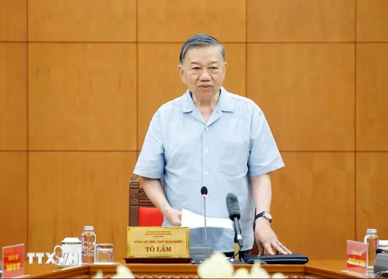 Tổng Bí thư, Chủ tịch nước Tô Lâm kết luận cuộc làm việc - Ảnh: TTXVN