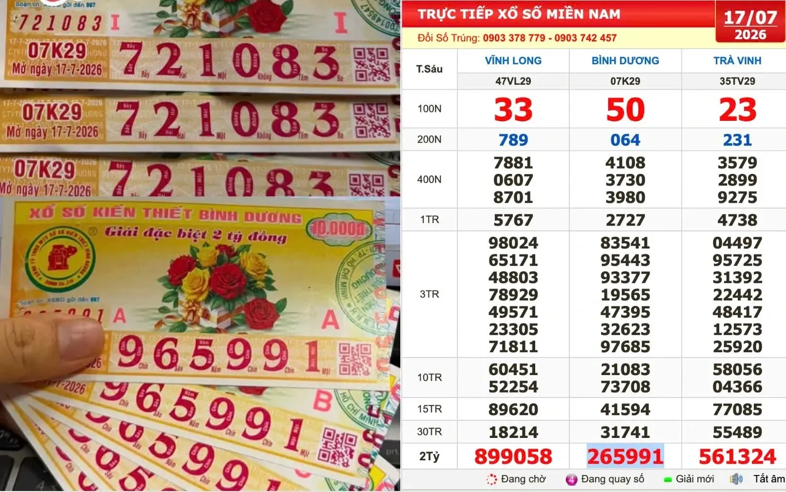 Nhiều khách trúng xổ số miền Nam ngày 17 tháng 7 đài Bình Dương xuất hiện sớm, đại lý đổi thưởng ngay - Ảnh VNCC