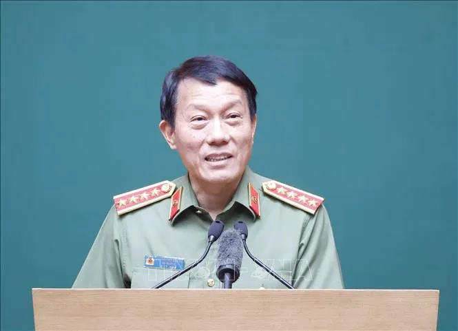 Đại tướng Lương Tam Quang, Ủy viên Bộ Chính trị, Bí thư Đảng ủy Công an Trung ương, Bộ trưởng Bộ Công an phát biểu (Ảnh: Thống Nhất/TTXVN) Đại tướng Lương Tam Quang, Ủy viên Bộ Chính trị, Bí thư Đảng ủy Công an Trung ương, Bộ trưởng Bộ Công an phát biểu (Ảnh: Thống Nhất/TTXVN)