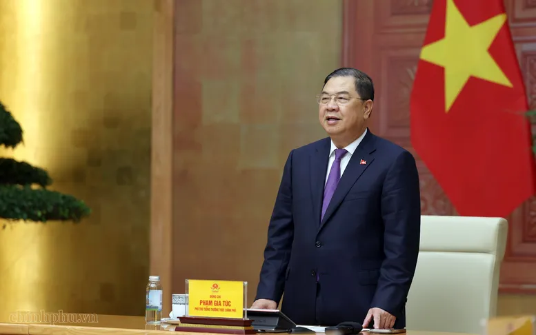 Phó Thủ tướng Thường trực Phạm Gia Túc phát biểu tại buổi gặp mặt (Ảnh: VGP/Phương Nguyên)
