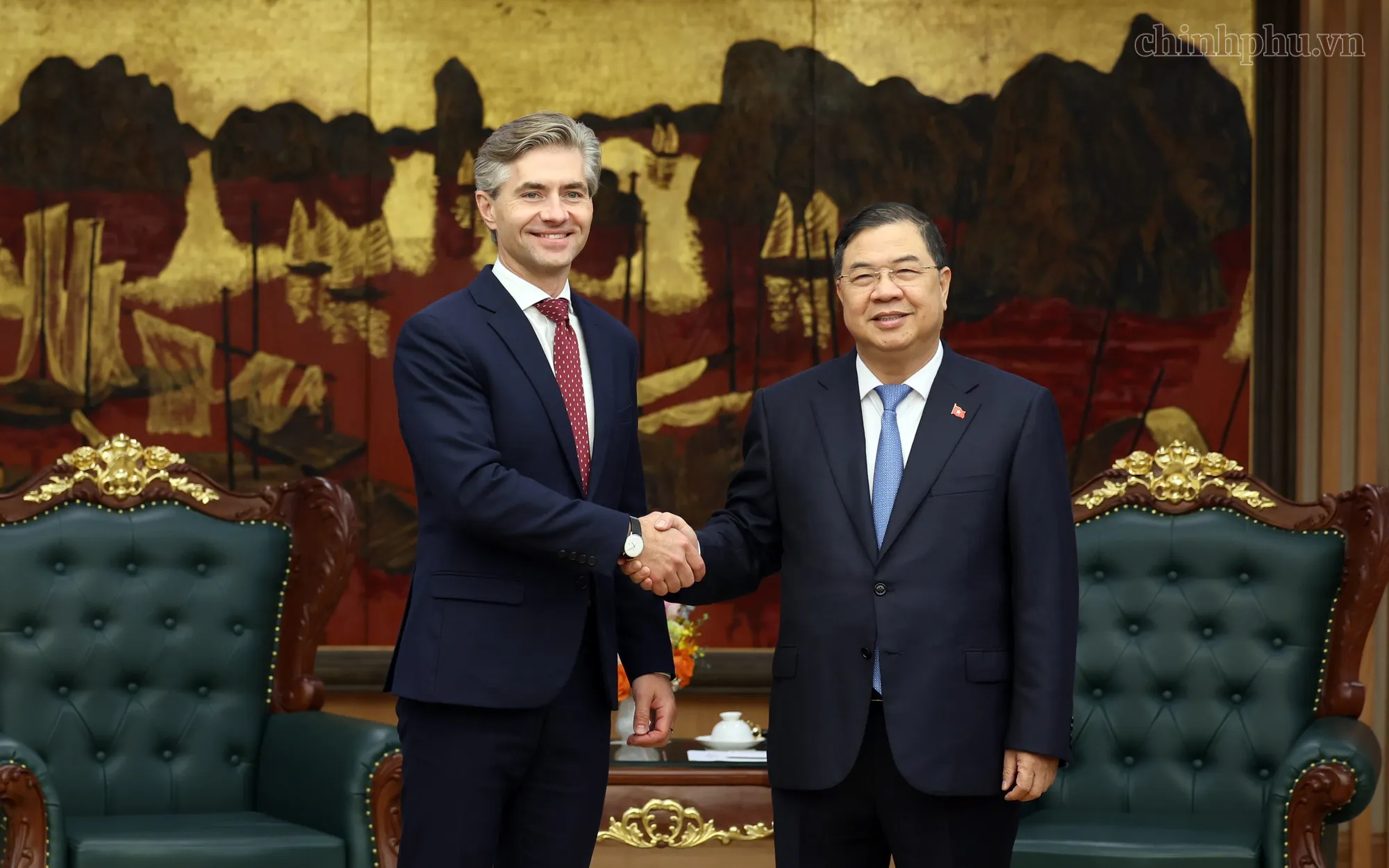 Phó Thủ tướng Thường trực Phạm Gia Túc tiếp Bộ trưởng Ngoại giao Cộng hòa Lithuania Kestutis Budrys - Ảnh: Phương Nguyên - Báo Chính Phủ