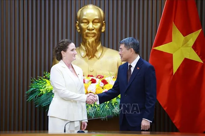Thủ tướng Lê Minh Hưng tiếp Đại sứ New Zealand Caroline Beresford. Ảnh: Dương Giang/TTXVN