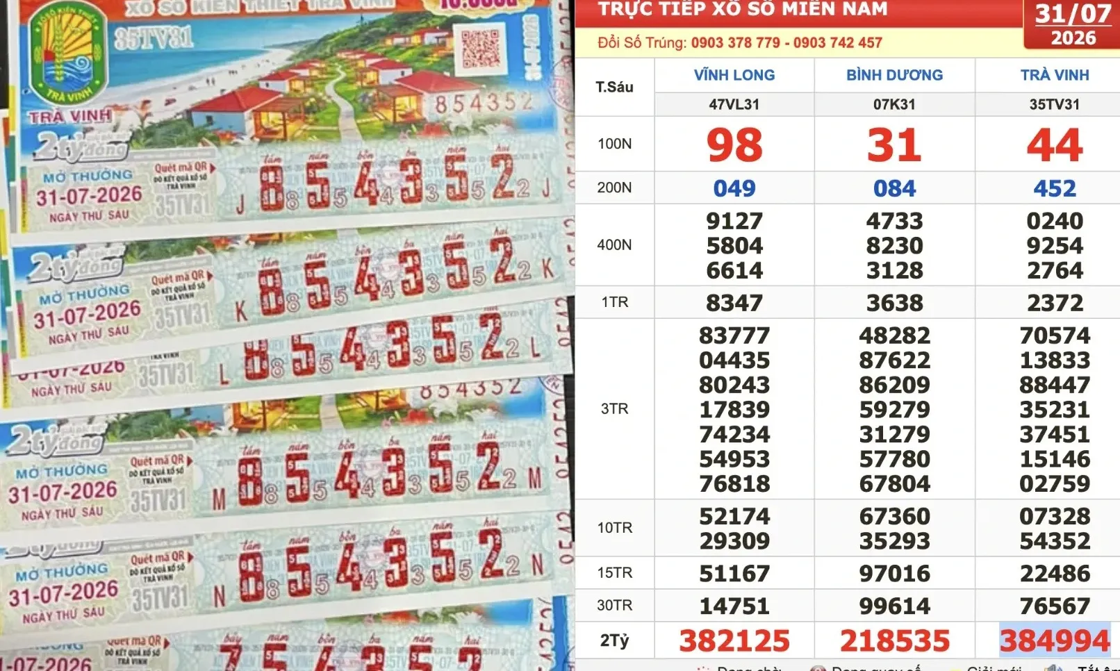 Nhiều vé Trà Vinh trúng lớn