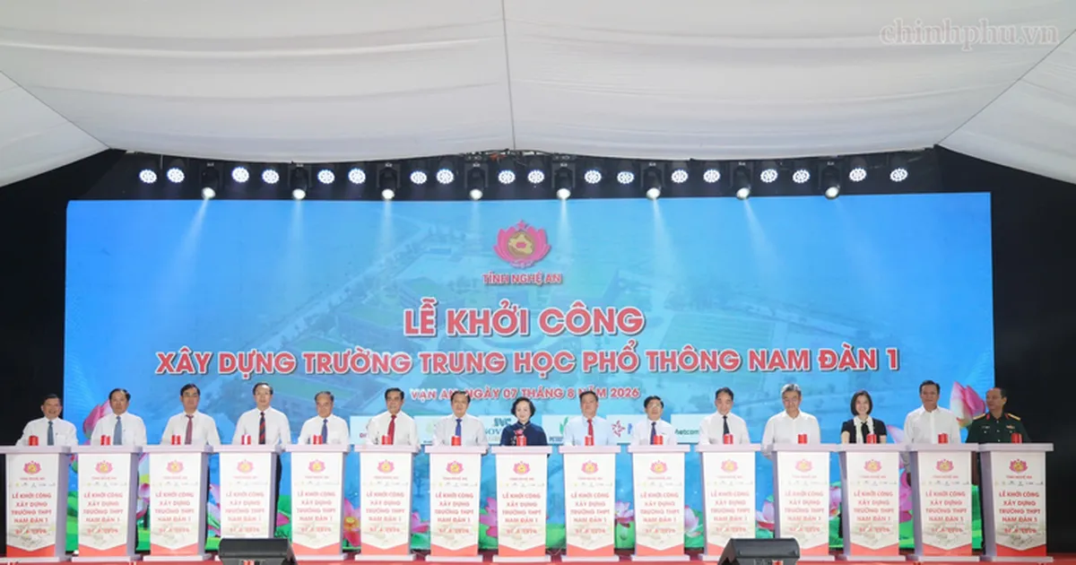 Khởi công Trường THPT Nam Đàn 1, Phó Thủ tướng Phạm Thị Thanh Trà kỳ vọng môi trường giáo dục chất lượng cao, nhân văn