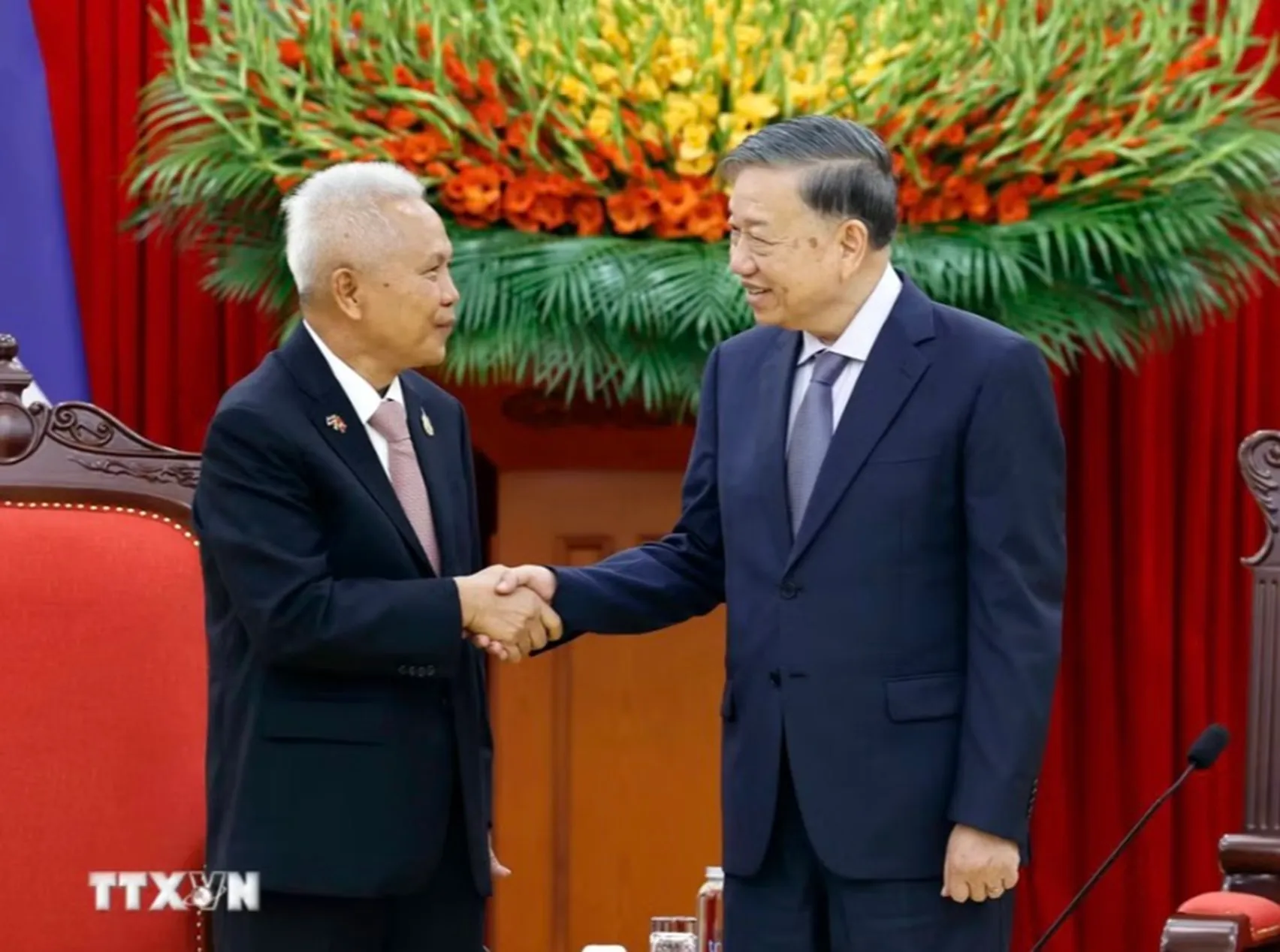 Tổng Bí thư, Chủ tịch nước Tô Lâm tiếp Chủ tịch Quốc hội Vương quốc Thái Lan Sophon Zaram - Ảnh: TTXVN