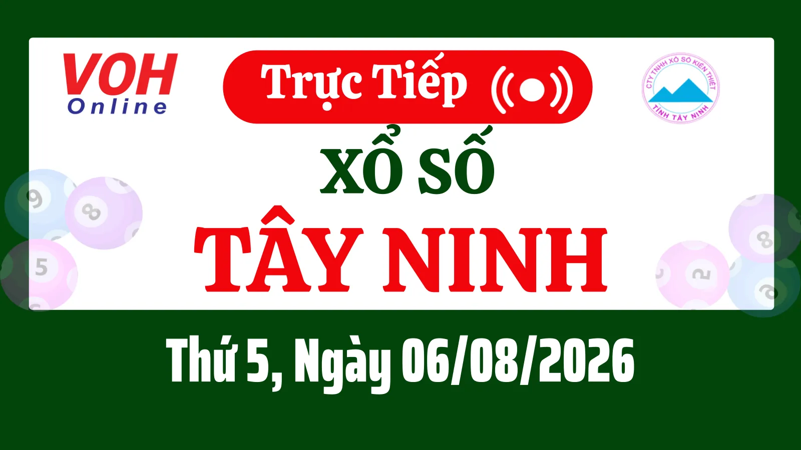XSTN 6/8 - Kết quả xổ số Tây Ninh hôm nay thứ 5 ngày 6/8/2026