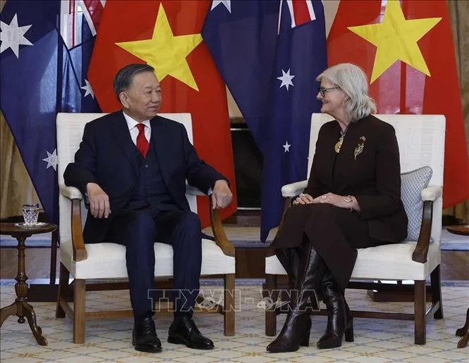 Tổng Bí thư, Chủ tịch nước Tô Lâm hội kiến Toàn quyền Australia Sam Mostyn. Ảnh: Thống Nhất/TTXVN
