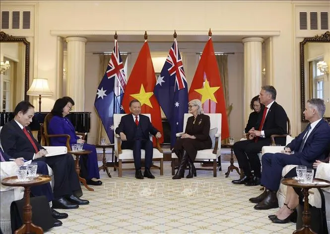 Tổng Bí thư, Chủ tịch nước Tô Lâm hội kiến Toàn quyền Australia Sam Mostyn. Ảnh: Thống Nhất/TTXVN