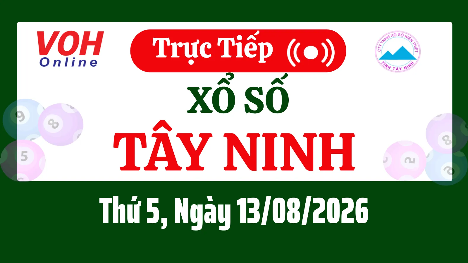 XSTN 13/8 - Kết quả xổ số Tây Ninh hôm nay thứ 5 ngày 13/8/2026