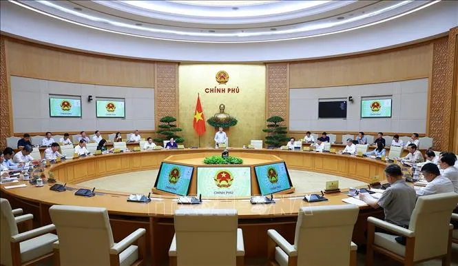 Thủ tướng Lê Minh Hưng chủ trì Phiên họp Chính phủ chuyên đề về xây dựng pháp luật tháng 8/2026. Ảnh: Dương Giang/TTXVN