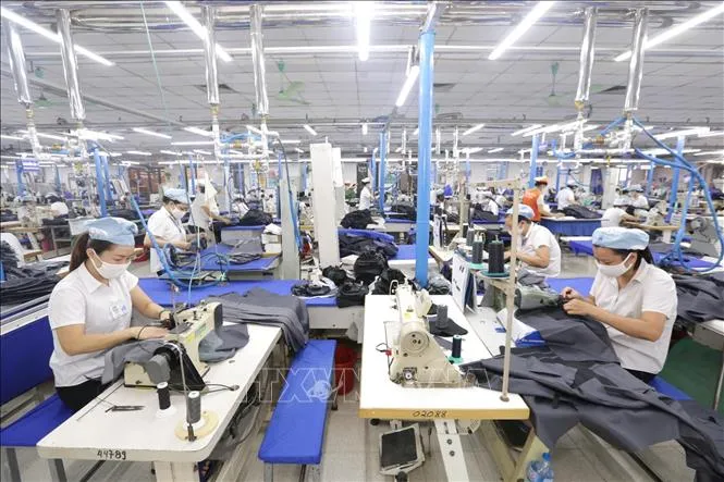 Sản xuất hàng may mặc tại xí nghiệp may sơ mi, veston của Tổng Công ty May 10 tại Sài Đồng, Long Biên, Hà Nội (Ảnh tư liệu: Anh Tuấn/TTXVN)