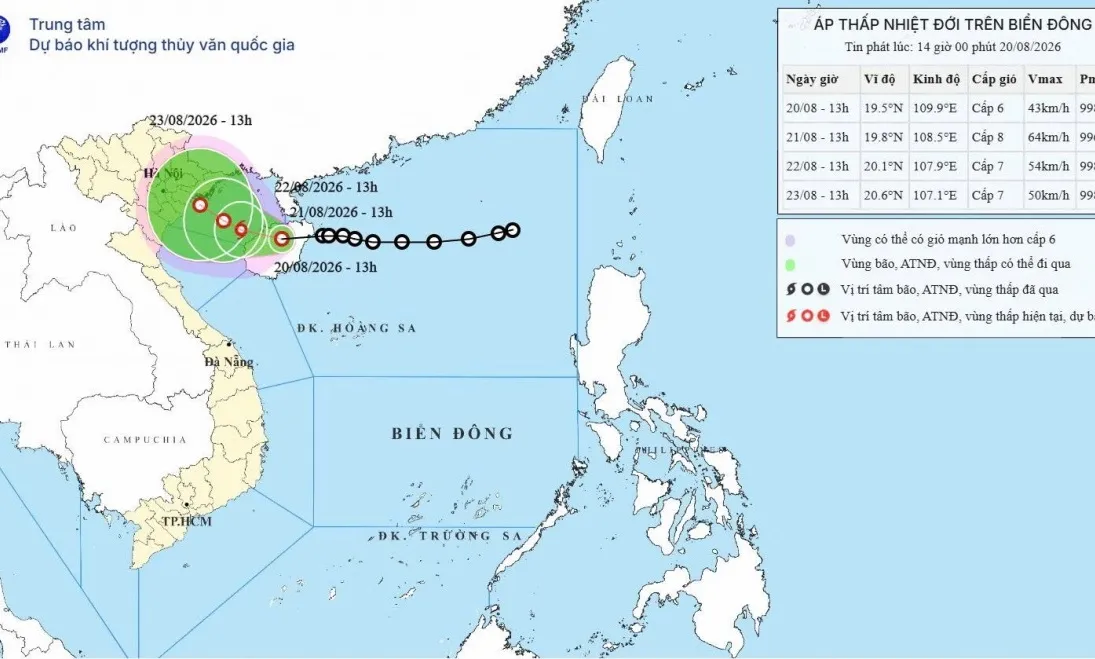 Áp thấp nhiệt đới có khả năng mạnh lên thành bão khi vào vịnh Bắc Bộ