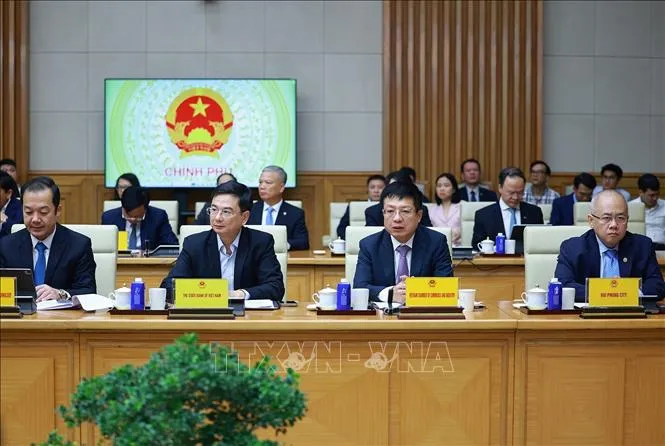 Đại diện các bộ, ngành tham dự buổi gặp các doanh nghiệp Trung Quốc đang đầu tư tại Việt Nam (Ảnh: Dương Giang/TTXVN)