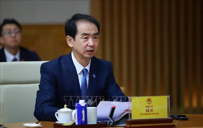 Đại sứ Trung Quốc tại Việt Nam Hà Vĩ phát biểu (Ảnh: Dương Giang/TTXVN)