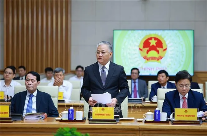 Phó Chủ nhiệm Văn phòng Chính phủ Đôn Tuấn Phong phát biểu (Ảnh: Dương Giang/TTXVN)