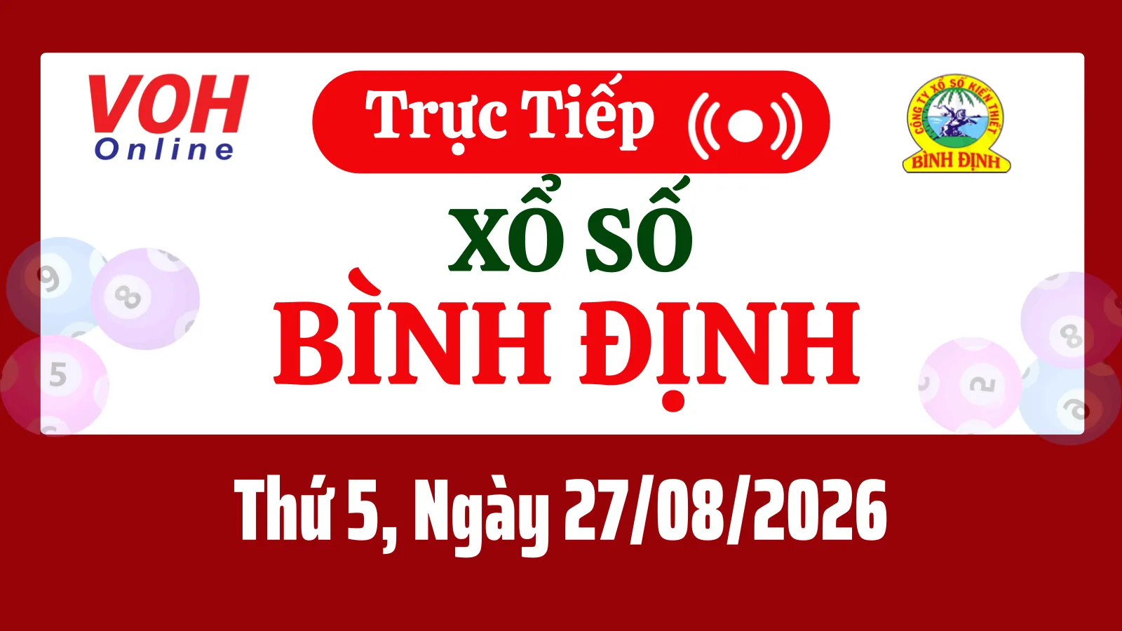 XSBDI 27/8 - Kết quả xổ số Bình Định hôm nay thứ 5 ngày 27/8/2026