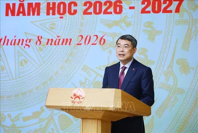 Thủ tướng Lê Minh Hưng chỉ đạo Hội nghị tổng kết năm học 2025-2026 và triển khai năm học 2026-2027. Ảnh: Dương Giang/TTXVN