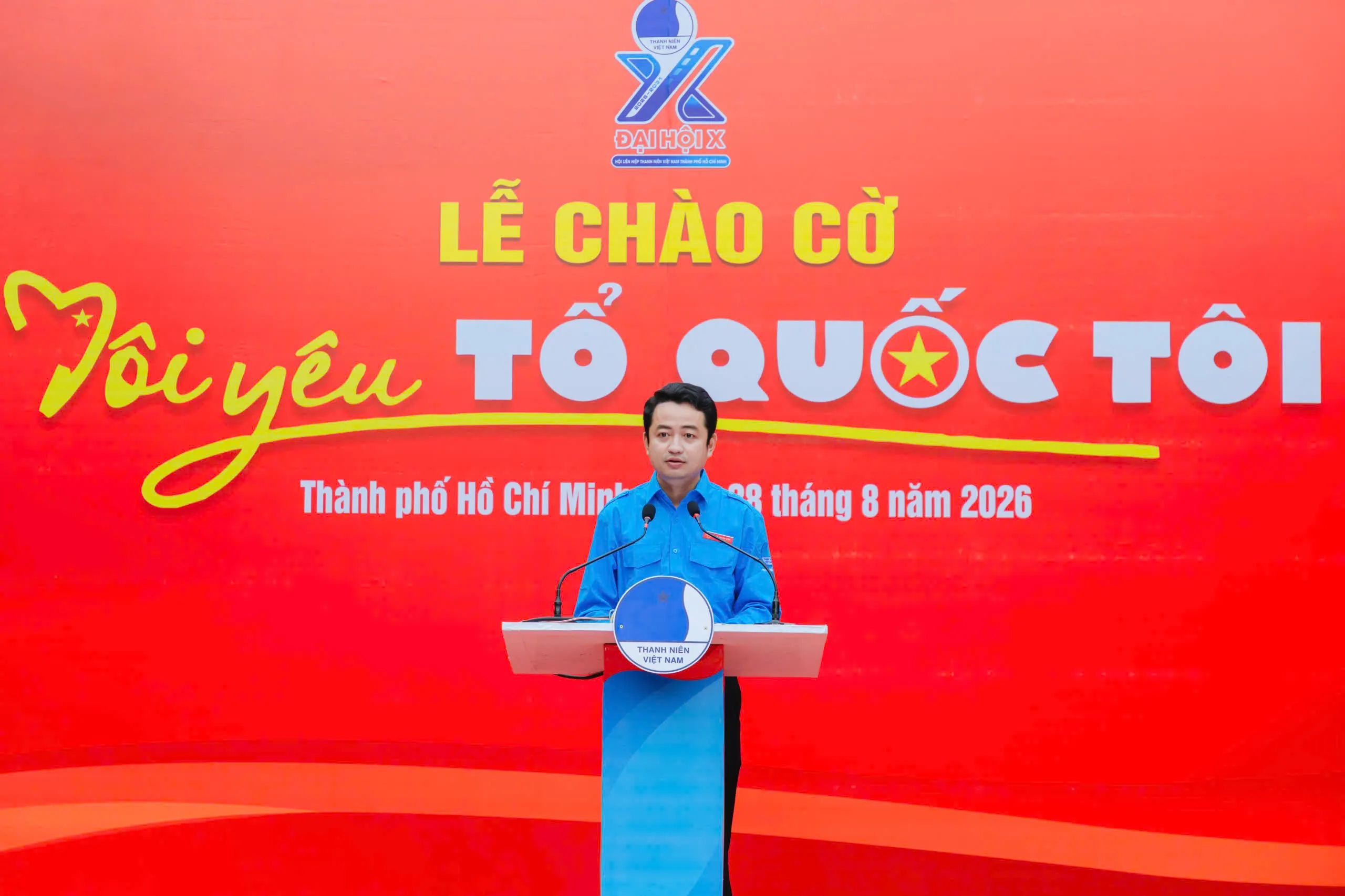 Anh Lê Tuấn Anh, Phó Bí thư Thành Đoàn, Chủ tịch Hội Liên hiệp Thanh niên Việt Nam Thành phố phát động hành trình %22Tôi yêu Tổ quốc tôi%22 - Ảnh Thành Đoàn