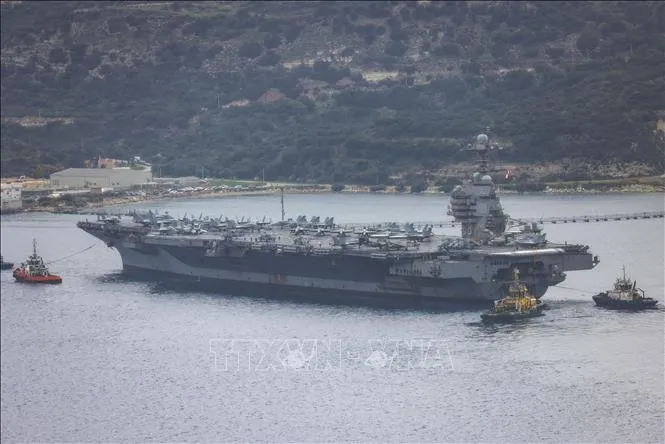 Tàu sân bay USS Gerald R. Ford của Mỹ. Ảnh: AA/TTXVN