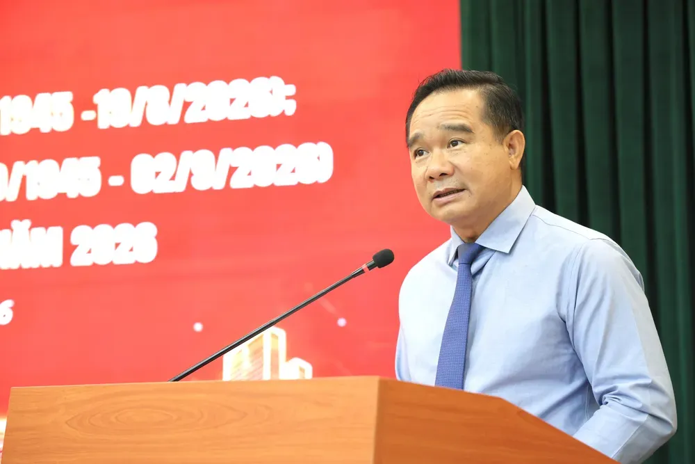 Đồng chí Nguyễn Văn Được phát biểu tại buổi lễ. Ảnh: LÊ THOA