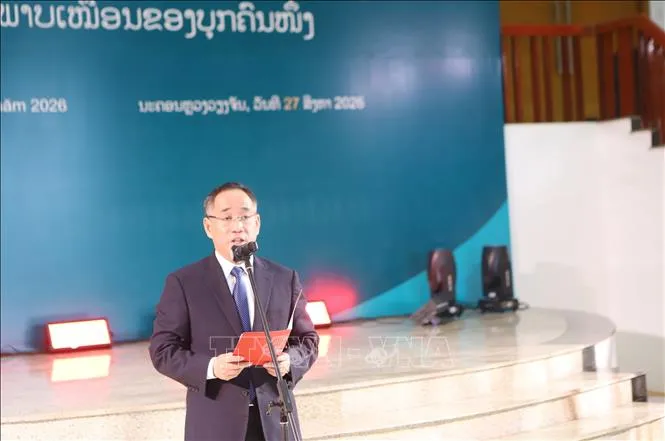 Giám đốc Bảo tàng Mỹ thuật Việt Nam Nguyễn Anh Minh phát biểu tại sự kiện. Ảnh: Xuân Tú/TTXVN