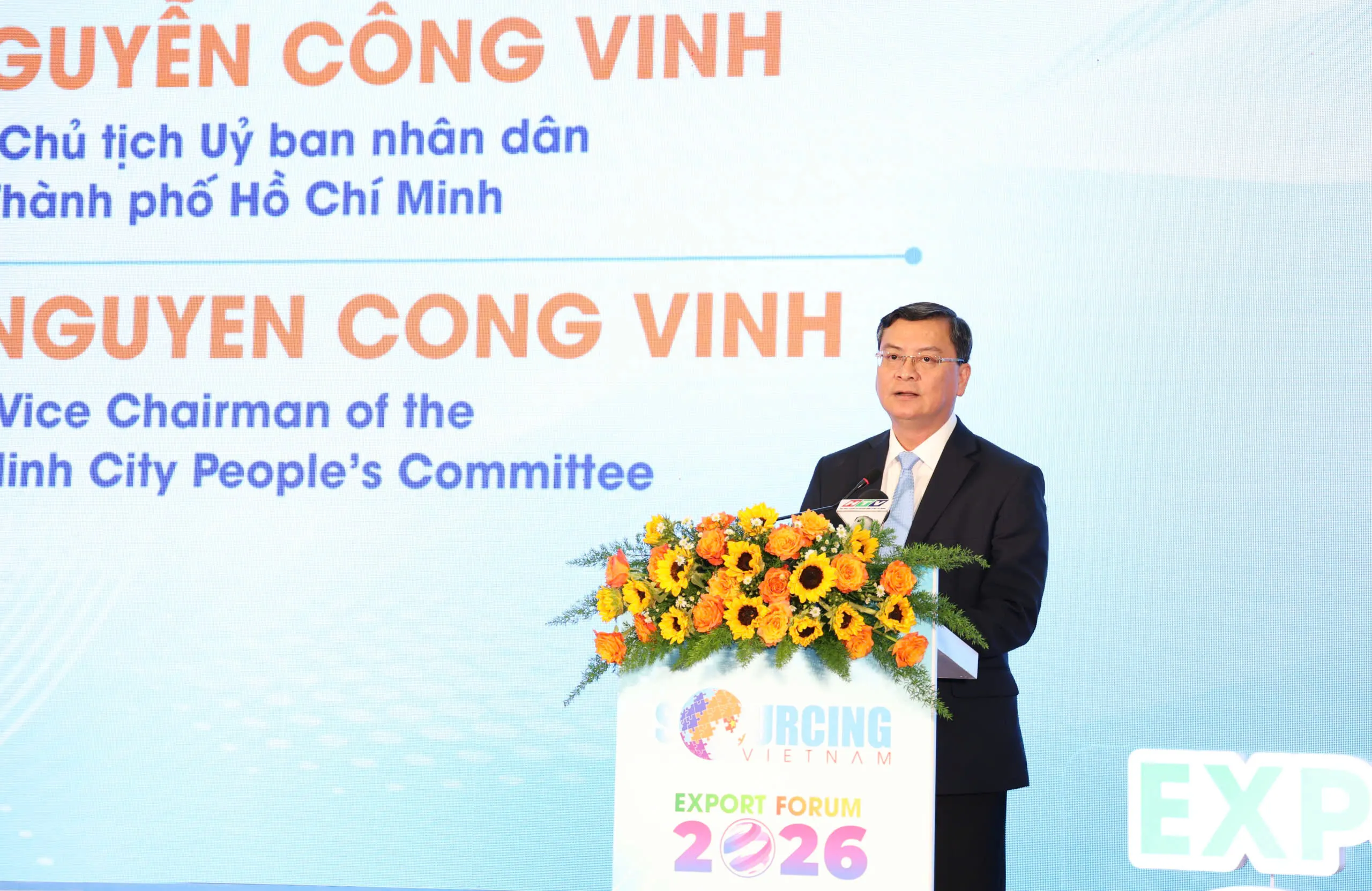Ông Nguyễn Công Vinh, Phó Chủ tịch UBND TP.HCM tại Diễn đàn xuất khẩu năm 2026 - Ảnh Bá Nam