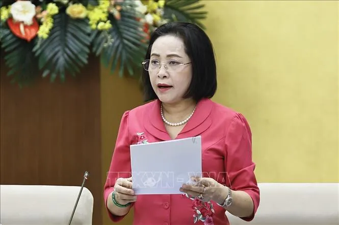 Phó Chủ tịch Quốc hội Nguyễn Thị Thanh phát biểu (Ảnh: Doãn Tấn/TTXVN)