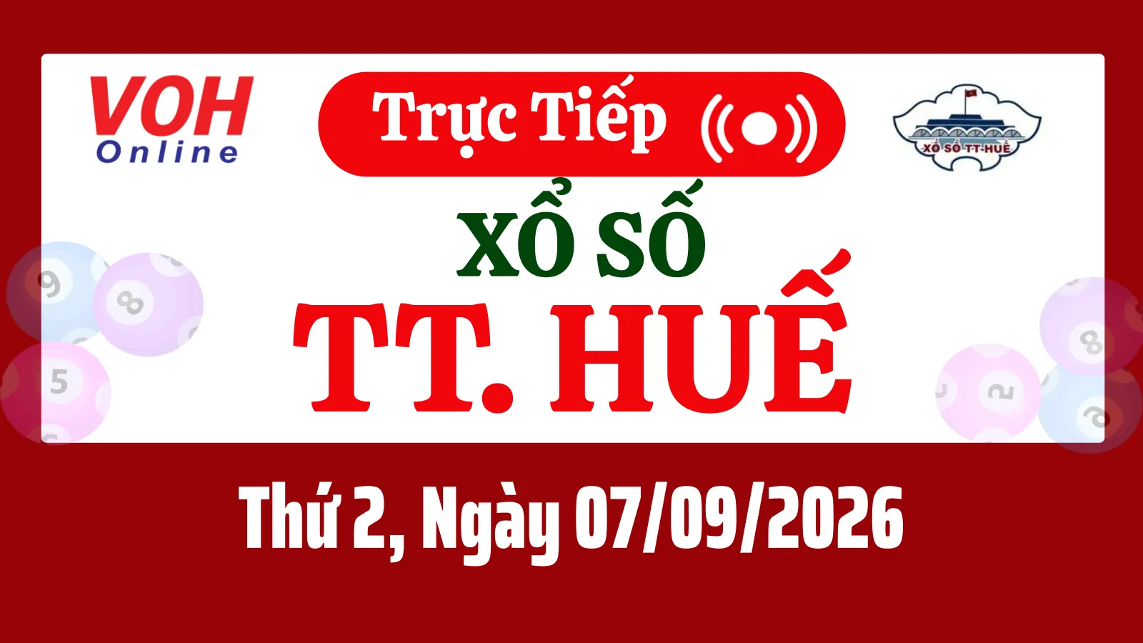 XSTTH 7/9 - Kết quả xổ số Thừa Thiên Huế hôm nay thứ 2 ngày 7/9/2026