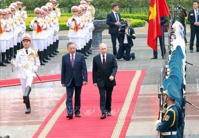 Chủ tịch nước Tô Lâm chủ trì Lễ đón Tổng thống Liên bang Nga Vladimir Vladimirovich Putin thăm cấp Nhà nước tới Việt Nam từ ngày 19 - 20/6/2024 (Ảnh tư liệu: TTXVN)