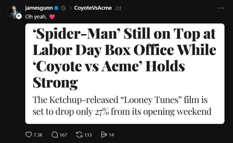 James Gunn đăng bài trên Threads
