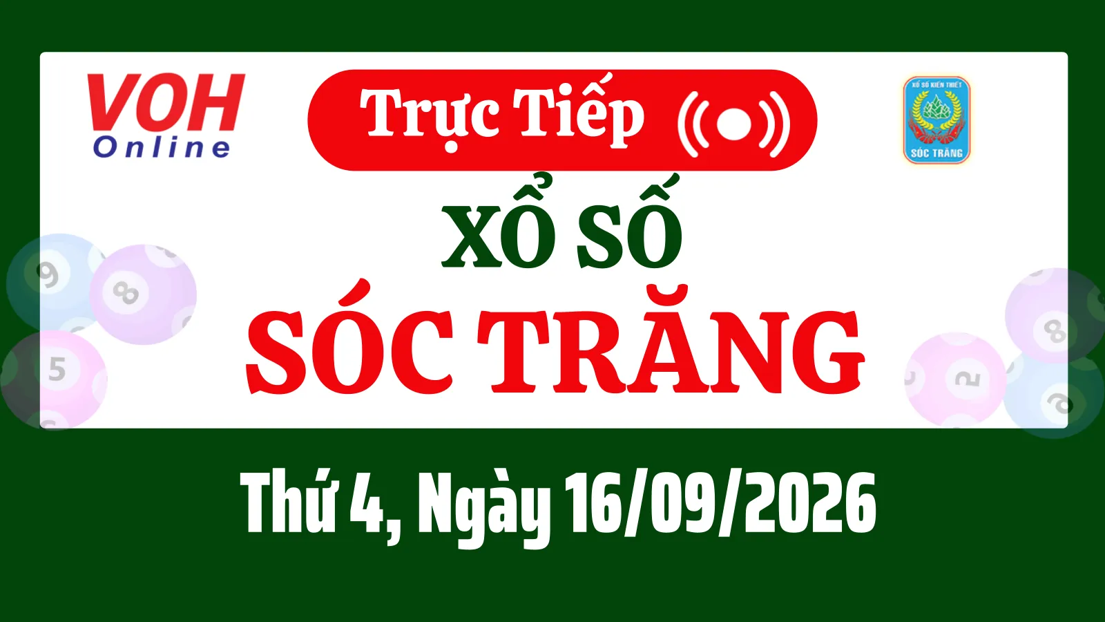 XSST 16/9 - Kết quả xổ số Sóc Trăng hôm nay thứ 4 ngày 16/9/2026