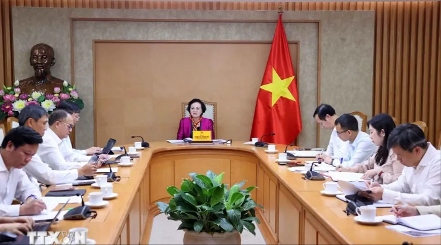 Phó Thủ tướng Phạm Thị Thanh Trà chủ trì buổi làm việc (Ảnh: TTXVN)
